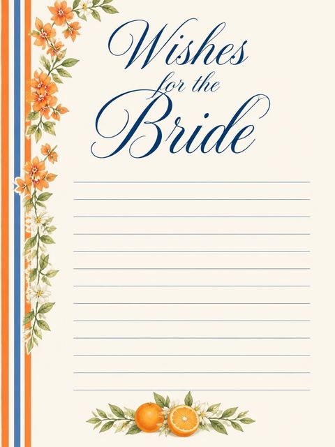 Wishes page in the Watercolor Citrus Amalfi Coast Bridal Shower design