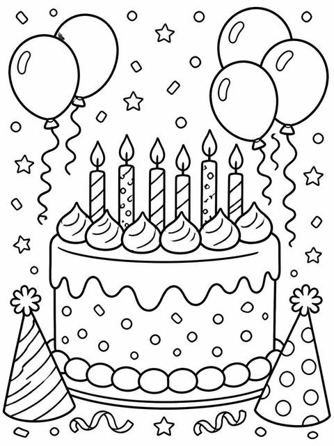 Coloring sheet in the Primary Balloon Foil Number 7th Birthday design