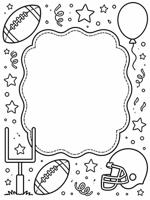 Coloring sheet in the Crayon Football Illustration 3rd Birthday design