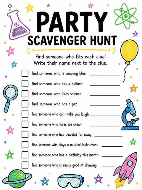 Scavenger hunt in the Crayon Science Lab 1st Birthday design