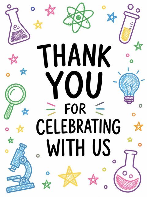 Thank-you flat in the Crayon Science Lab 1st Birthday design