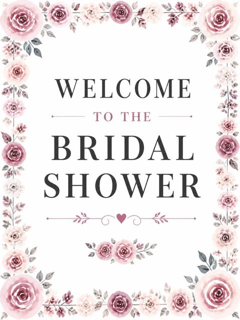 Welcome sign in the Dusty Rose Watercolor Bridal Shower design