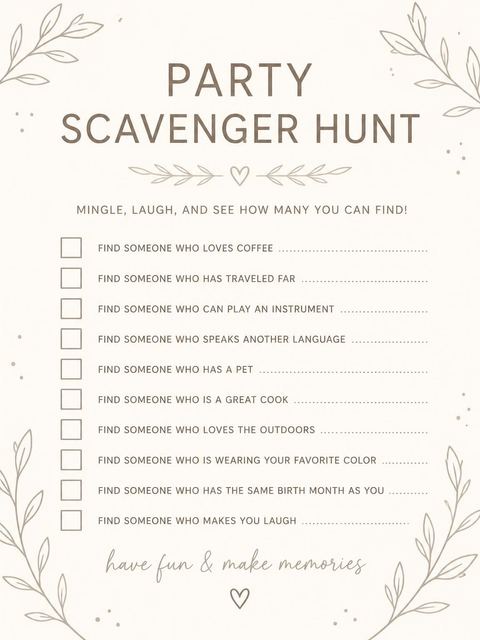Scavenger hunt in the Cream Brown Minimalist Toddler 2nd Birthday design