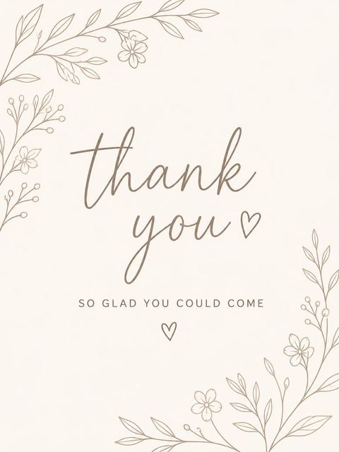 Thank-you flat in the Cream Brown Minimalist Toddler 2nd Birthday design