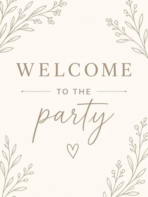 Welcome sign in the Cream Brown Minimalist Toddler 2nd Birthday design