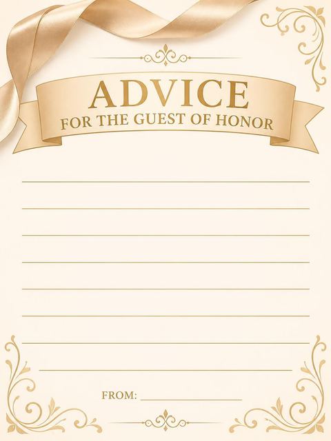 Advice card in the Golden Ribbon 40th Dinner design