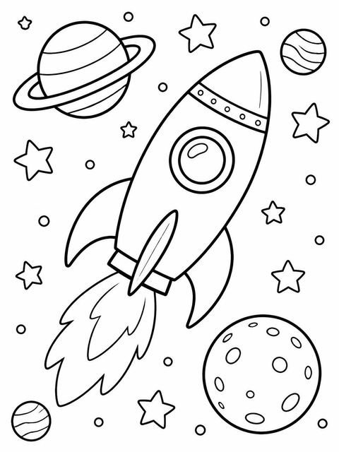 Coloring sheet in the Navy Rocket Launch 10th Birthday design
