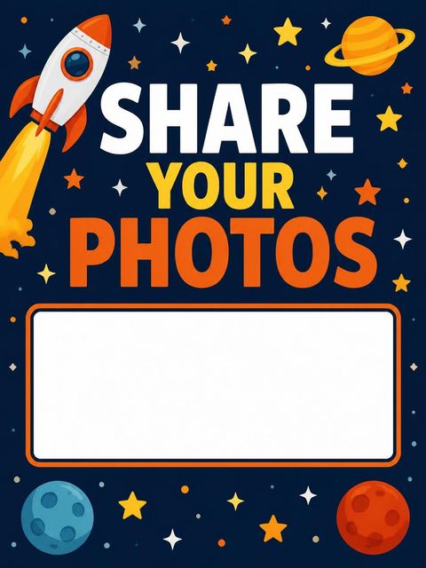 Hashtag card in the Navy Rocket Launch 10th Birthday design