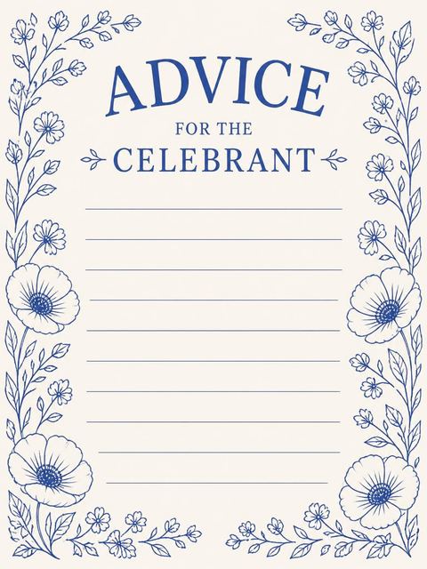 Advice card in the Blue Botanical Line-Art 22nd Birthday Invitation design