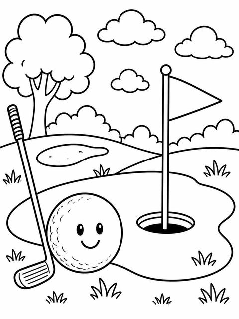 Coloring sheet in the Crayon Style Golf 1st Birthday design