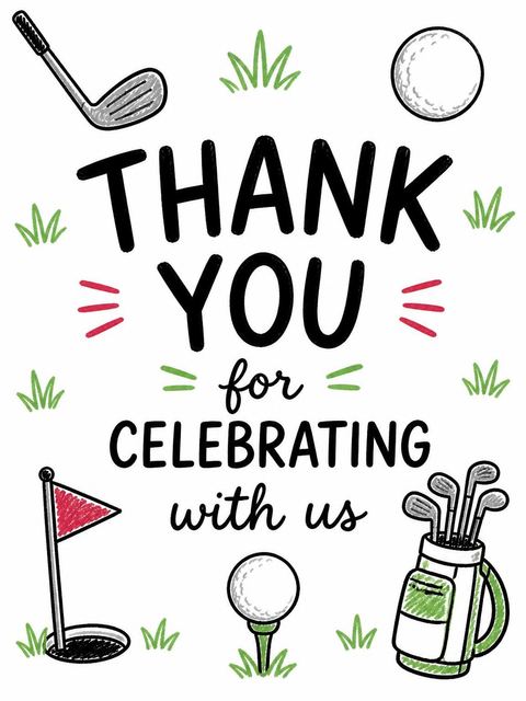 Thank-you flat in the Crayon Style Golf 1st Birthday design