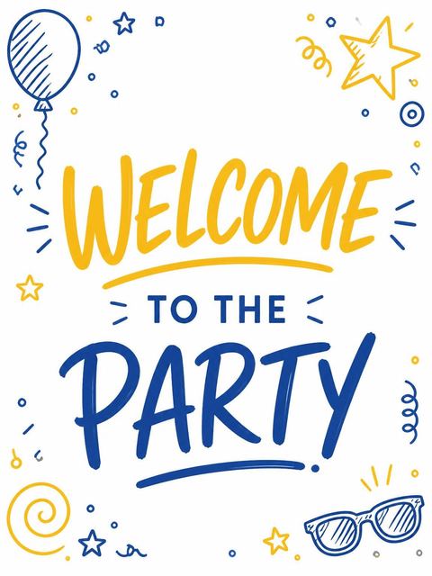 Welcome sign in the Navy and Mustard Doodle 16th Birthday design