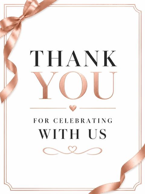 Thank-you flat in the Rose Gold Ribbon 18th Birthday design