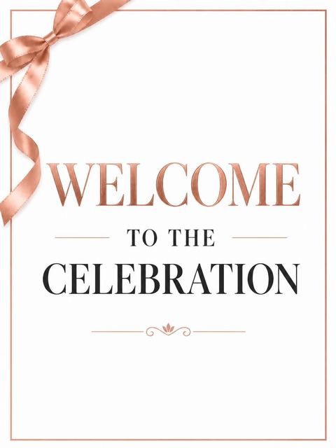 Welcome sign in the Rose Gold Ribbon 18th Birthday design