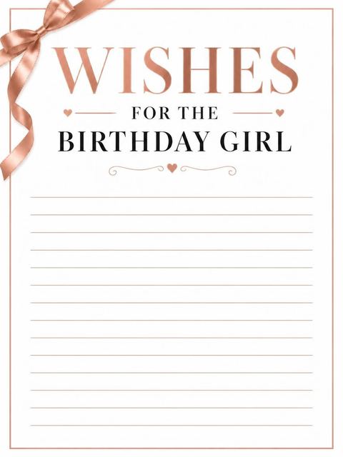 Wishes page in the Rose Gold Ribbon 18th Birthday design