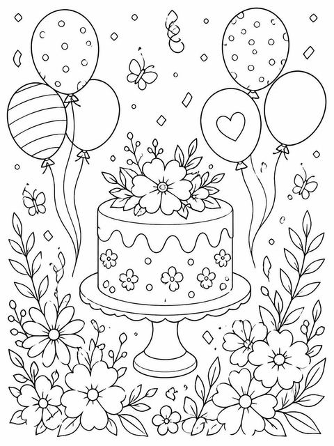 Coloring sheet in the Taupe Script Minimalist 1st Birthday design