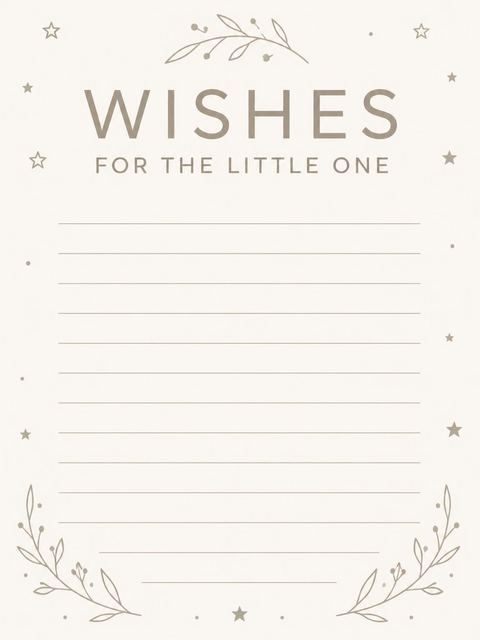 Wishes page in the Taupe Script Minimalist 1st Birthday design