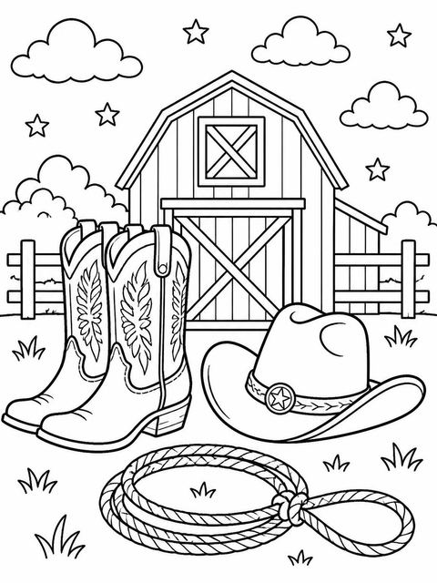 Coloring sheet in the Watercolor Plaid Cowboy 1st Birthday design