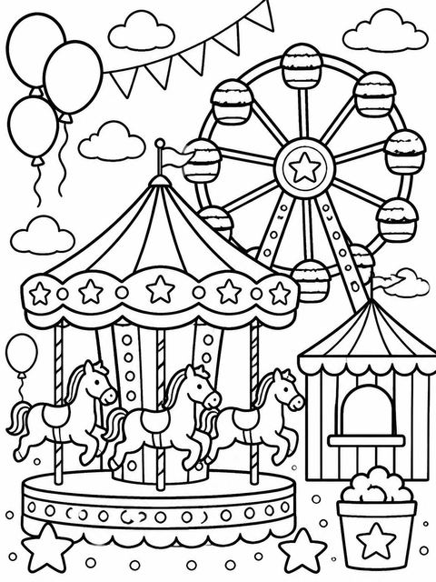 Coloring sheet in the Crayon Art Carnival 3rd Birthday design