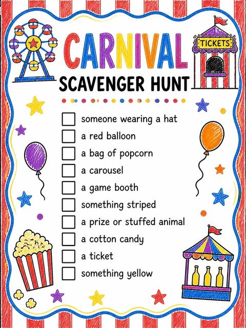Scavenger hunt in the Crayon Art Carnival 3rd Birthday design