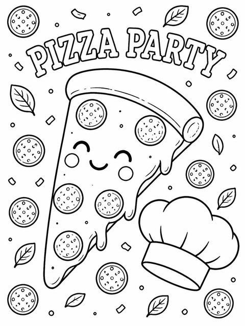 Coloring sheet in the Pepperoni Pizza Shaped 5th Birthday design
