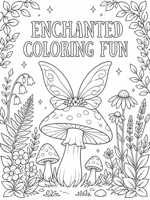 Coloring sheet in the Watercolor Fairy Forest 3rd Birthday design