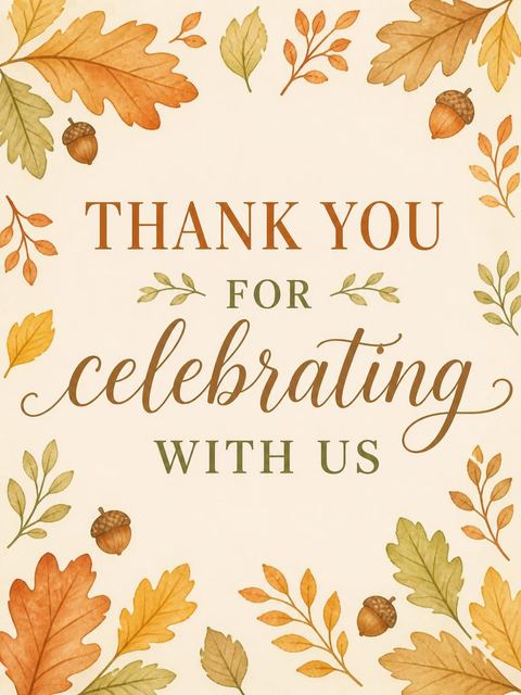 Thank-you flat in the Watercolor Hedgehog Autumn 1st Birthday design