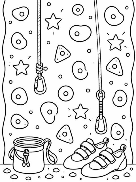 Coloring sheet in the Crayon Drawing Rock Climbing 4th Birthday design