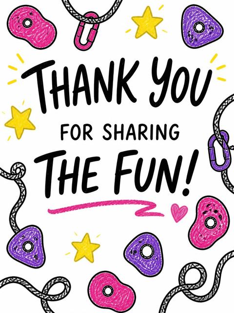 Thank-you flat in the Crayon Drawing Rock Climbing 4th Birthday design