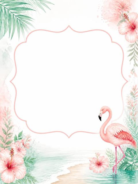Place card in the Watercolor Flamingo Tropical Beach Party design