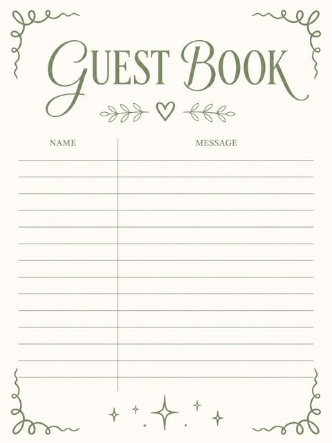Guest sign-in sheet in the Sage Green Calligraphy 14th Birthday Invitation design