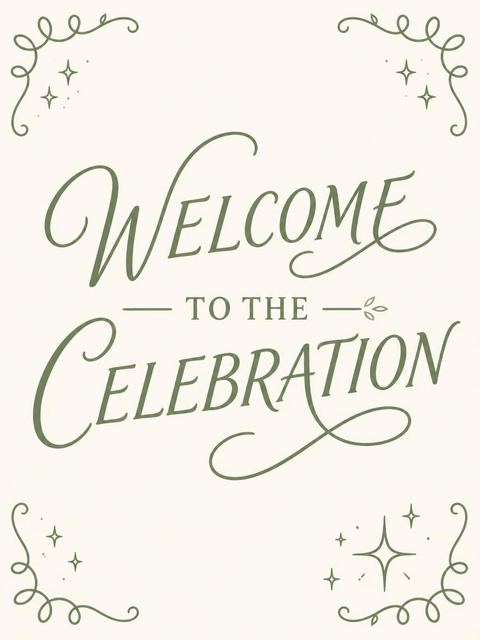 Welcome sign in the Sage Green Calligraphy 14th Birthday Invitation design