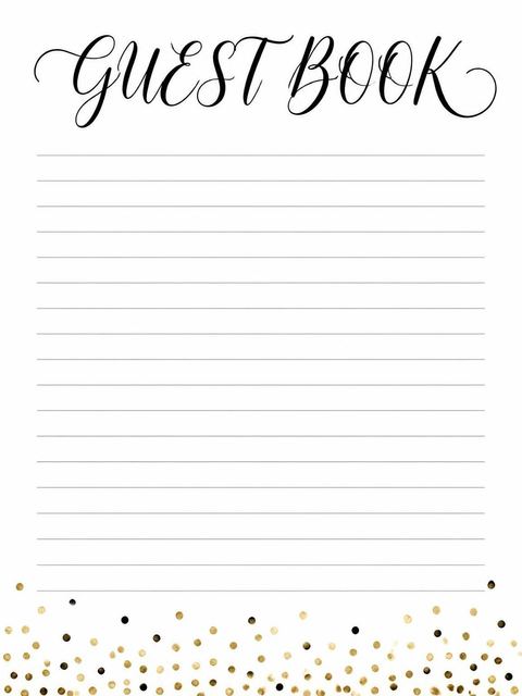 Guest sign-in sheet in the Fifty-Five Gold Confetti Birthday Invitation design