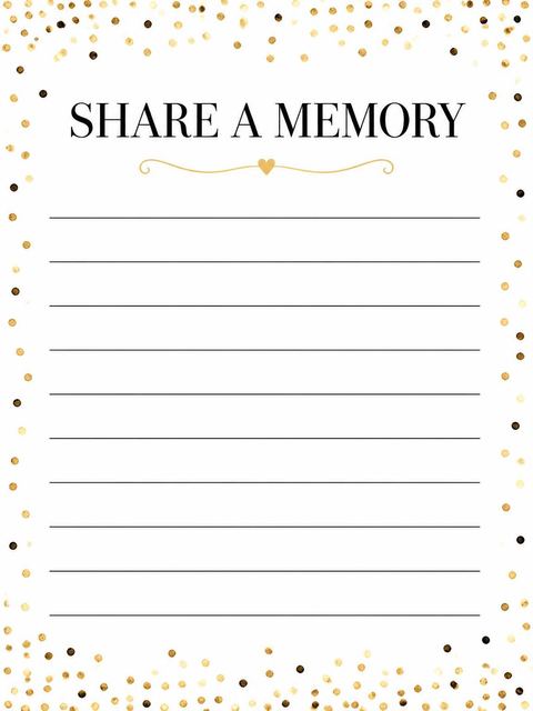 Memory card in the Fifty-Five Gold Confetti Birthday Invitation design