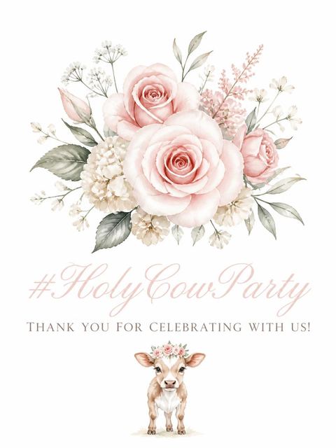 Hashtag card in the Holy Cow Fluffy Birthday design