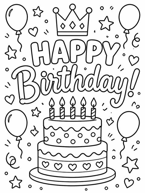 Coloring sheet in the Purple Yellow Crayon 5th Birthday design