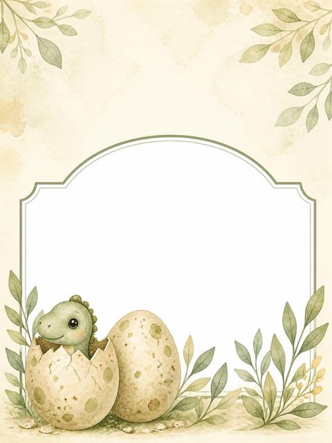 Place card in the Watercolor Dino Hatching 1st Birthday design