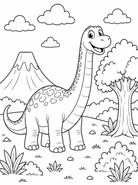Coloring sheet in the Bright Green Dinosaur 5th Birthday design