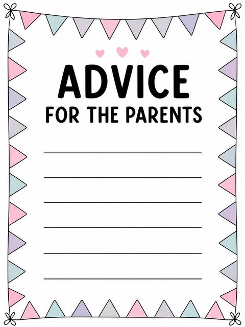 Advice card in the Pastel Animal Print Baby Shower design
