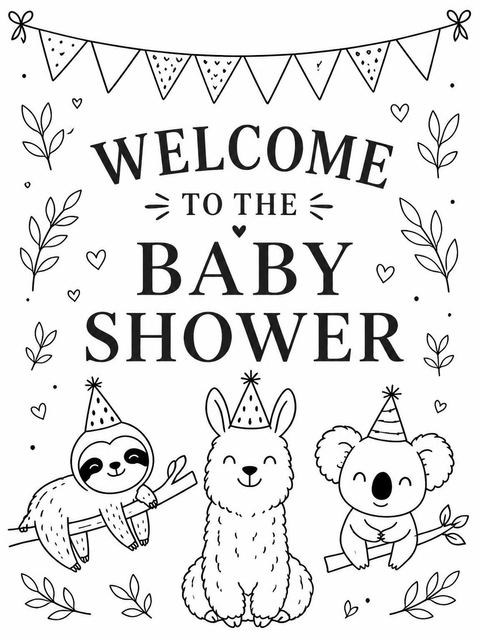 Welcome sign in the Pastel Animal Print Baby Shower design