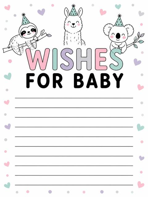 Wishes page in the Pastel Animal Print Baby Shower design