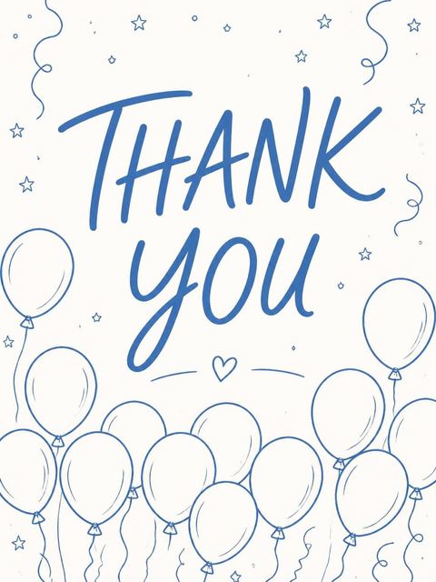 Thank-you flat in the Blue Balloon Star 18th Birthday design