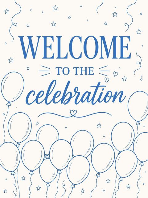Welcome sign in the Blue Balloon Star 18th Birthday design