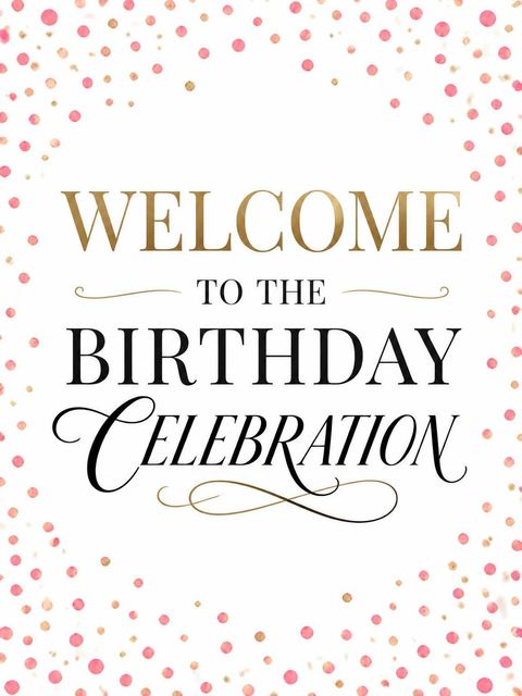 Welcome sign in the Gold Pink Confetti 70th Birthday design