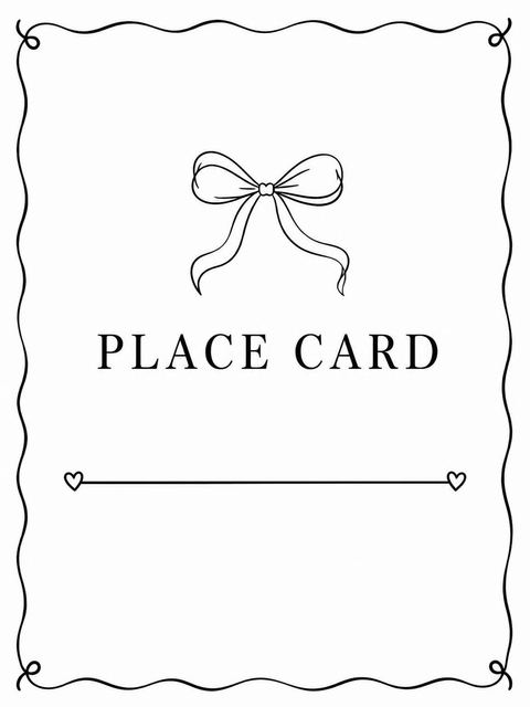 Place card in the Minimalist Black and White Bow Bridal Shower design