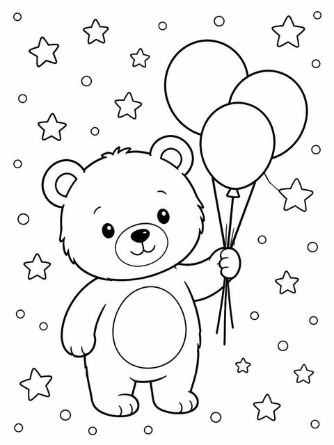Coloring sheet in the Muted Pastel Teddy Bear 1st Birthday design