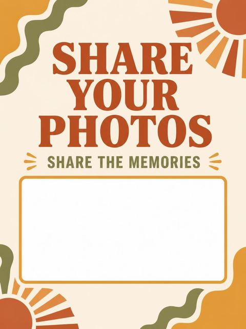 Hashtag card in the 70s Retro Wave Casual Invitation design
