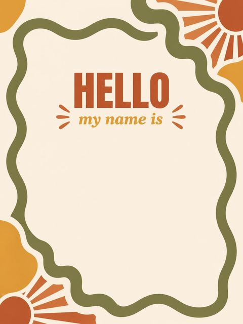 Place card in the 70s Retro Wave Casual Invitation design