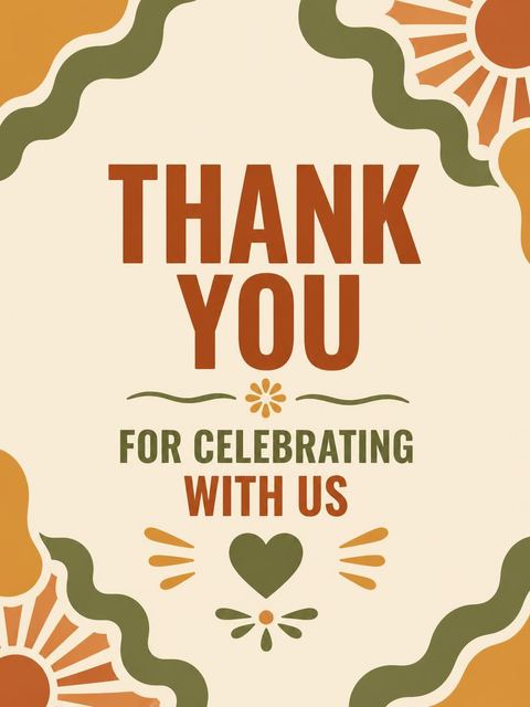 Thank-you flat in the 70s Retro Wave Casual Invitation design