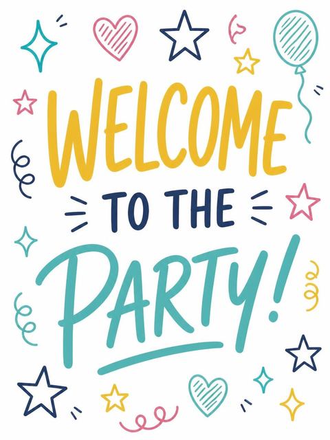 Welcome sign in the Doodle Motif Multicolor 4th Birthday Invitation design